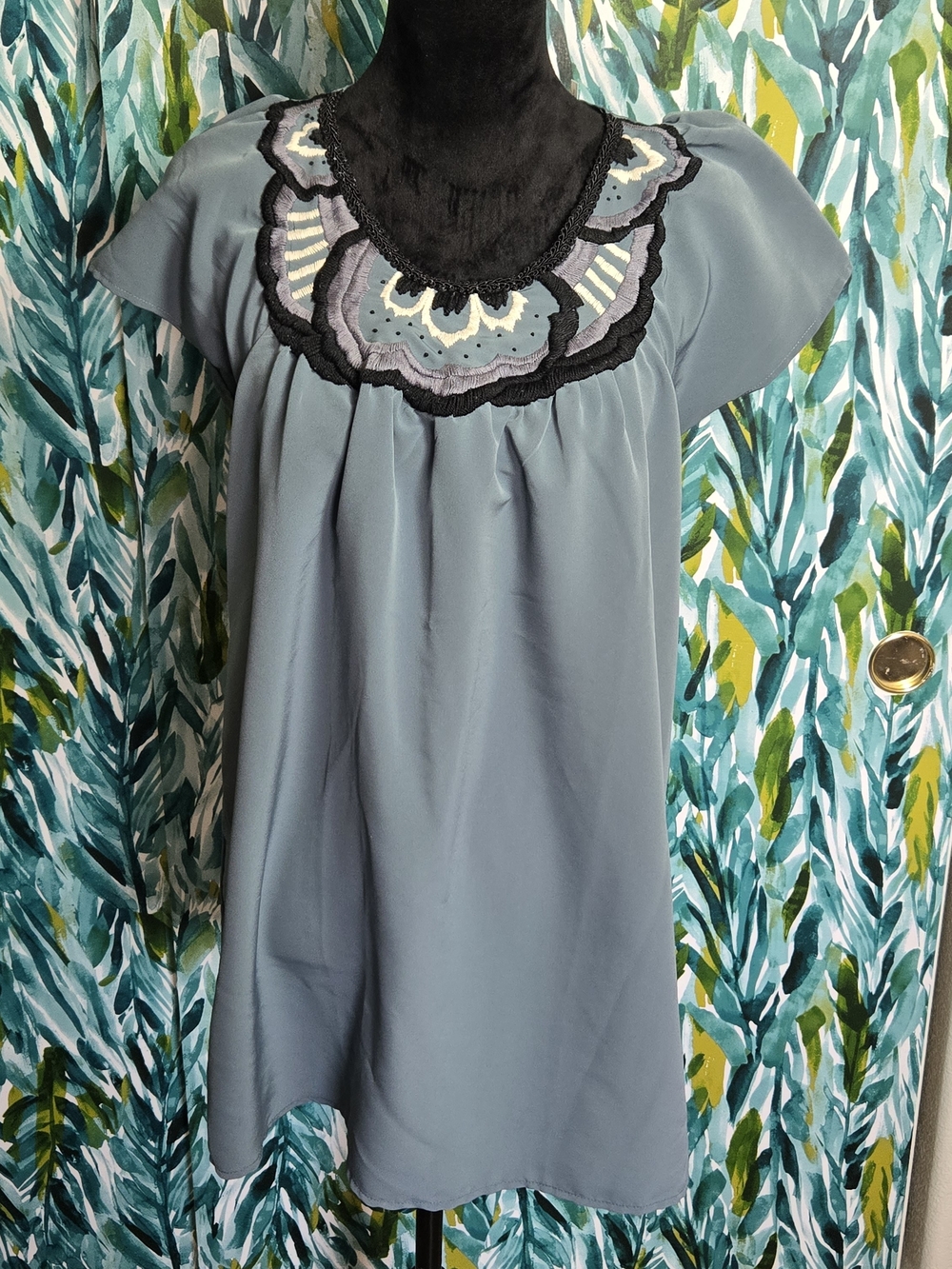 Vintage Kimchi Blue Silk Embroidered Tunic Dress